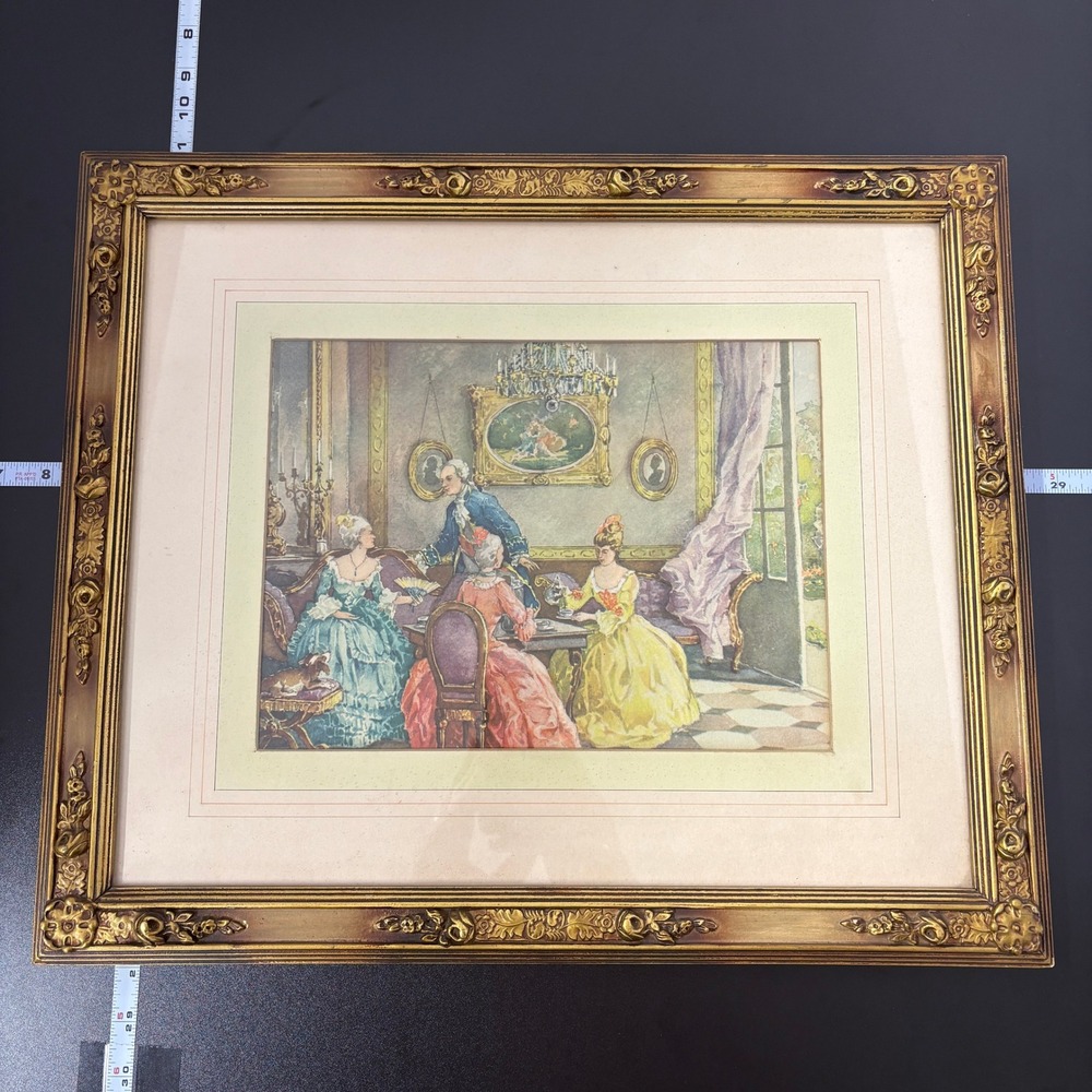 Art Pub Co Vintage Framed Print 14x17 Gold Ornate Wood Frame French Parlor Scene
